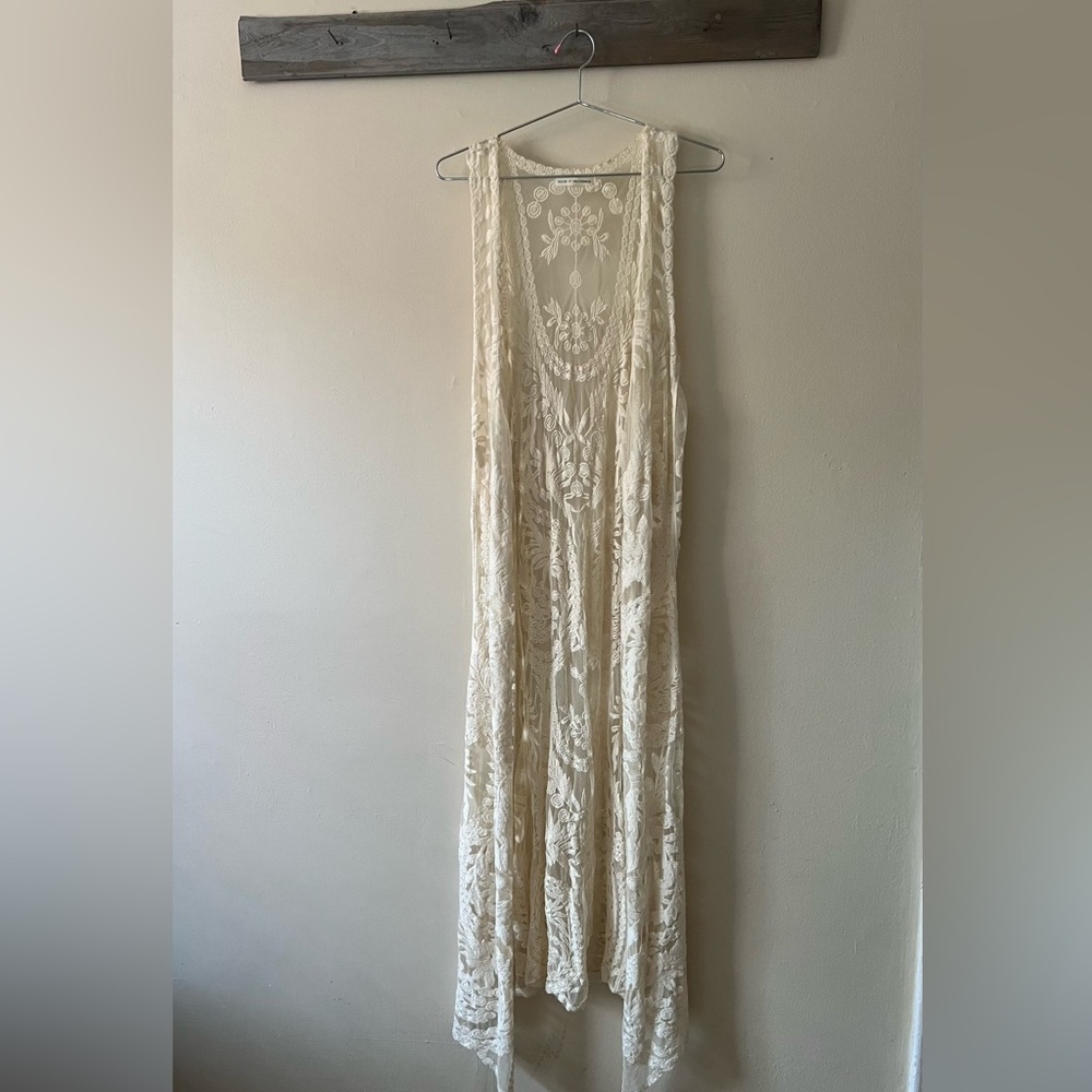 Boho Cream Lace Cardigan Open Knit